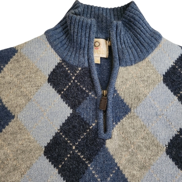 Viyella Men’s Lambswool ¼‑Zip Pullover / Argyle Knit – Medium - Picture 1 of 12